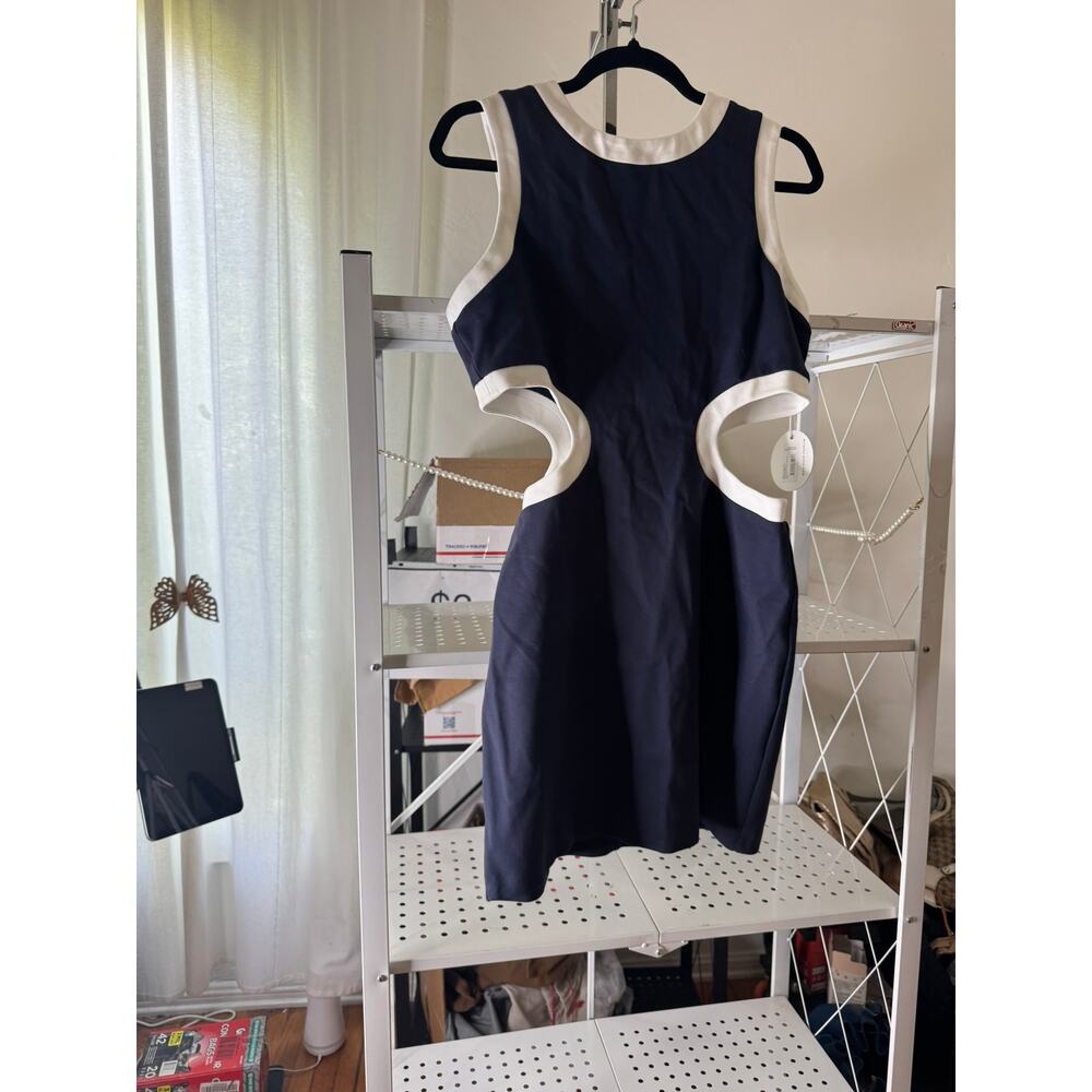 New STAUD Mini dolce dress in Navy/White L